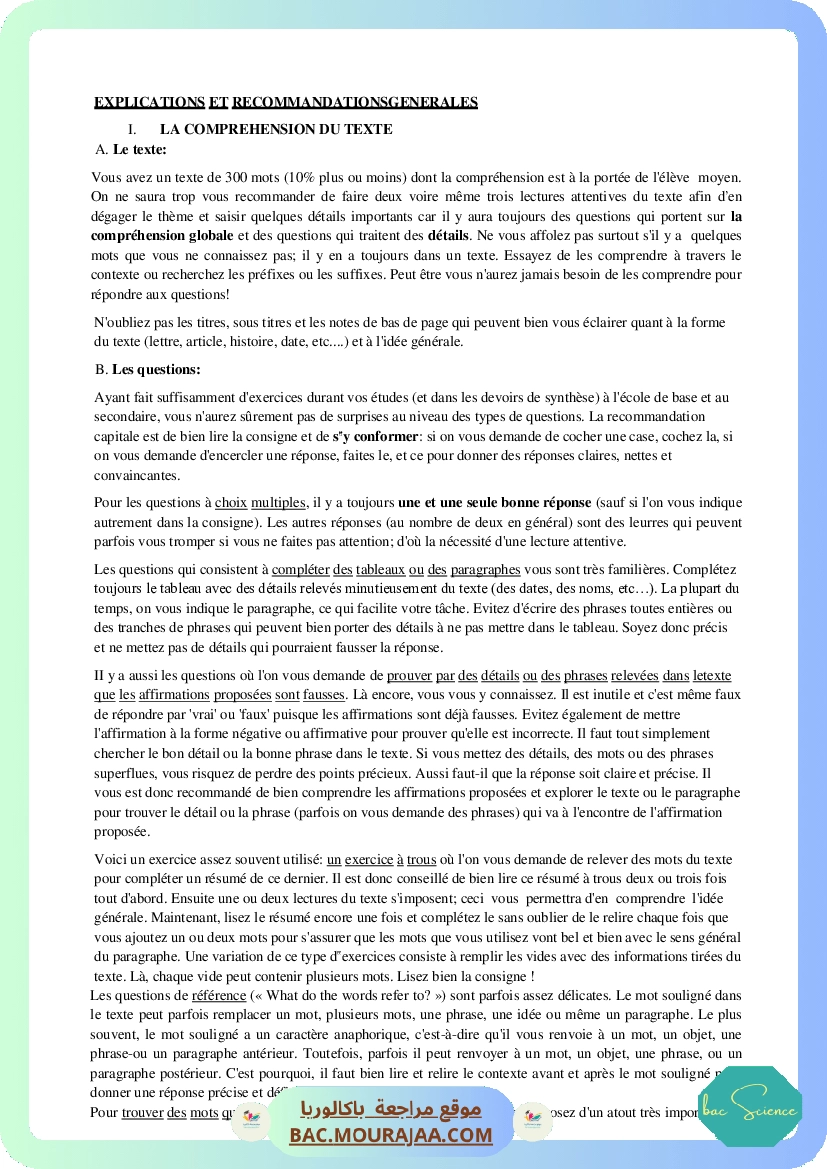 Corrigé principale anglais Bac 2012 – Section science